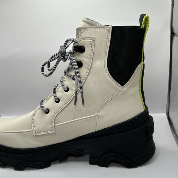 Sorel Brex Lace-Up Leather Lug Sole Boots In White Size 10.5 STORE MODEL - Picture 7 of 16